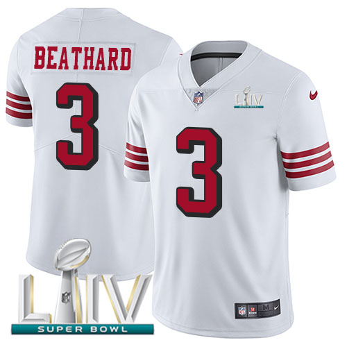 San Francisco 49ers Nike 3 C.J. Beathard White Super Bowl LIV 2020 Rush Men Stitched NFL Vapor Untouchable Limited Jersey